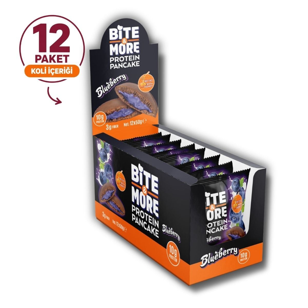 Yaban Mersinli Kakaolu Protein Pankek (50g x12 Adet)