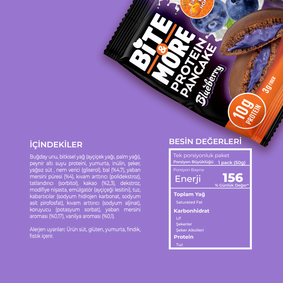 Yaban Mersinli Kakaolu Protein Pankek (50g x12 Adet)