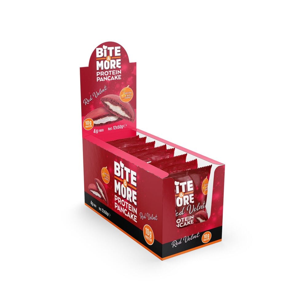 Red Velvet Beyaz Çikolatalı Protein Pankek (50g x12 Adet)