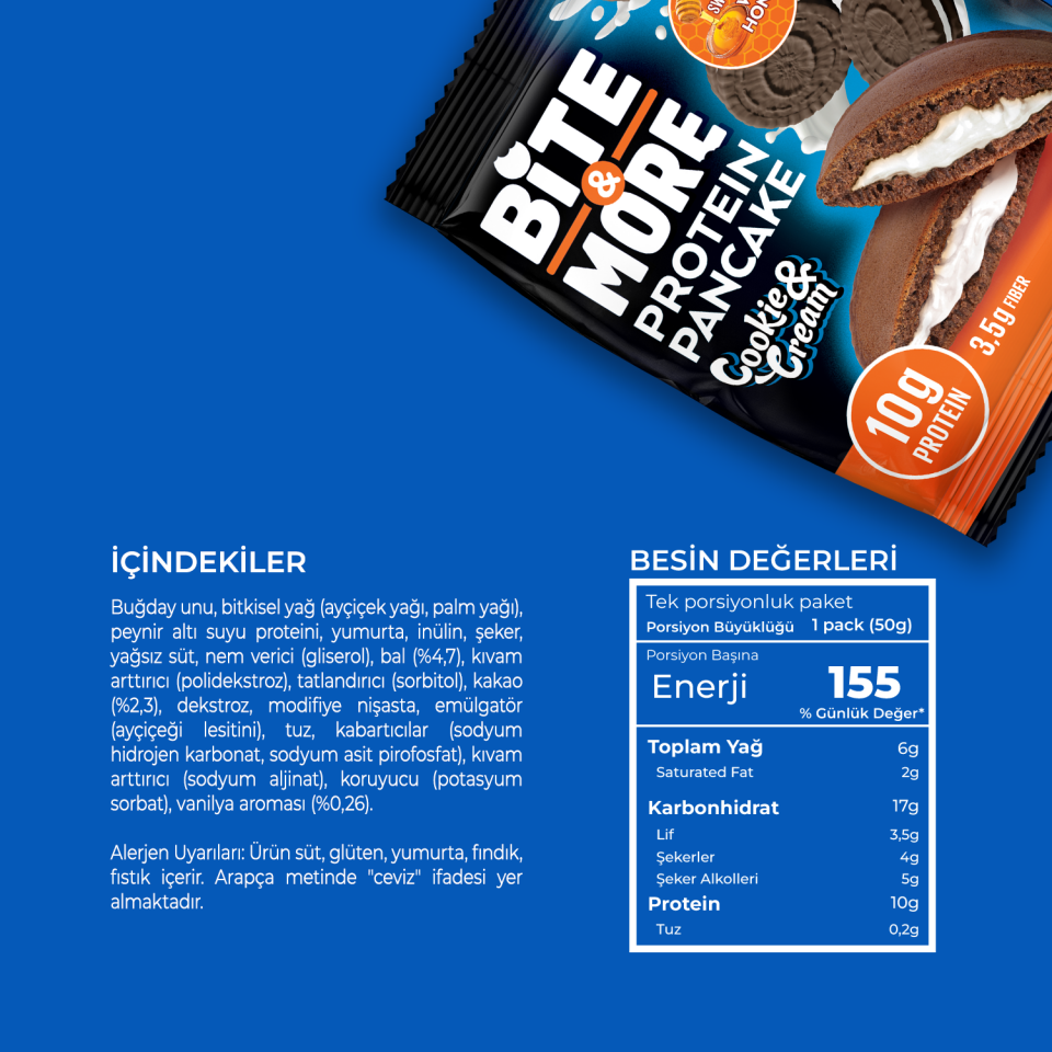 Kurabiye Kremalı Kakaolu Protein Pankek (50g x12 Adet)