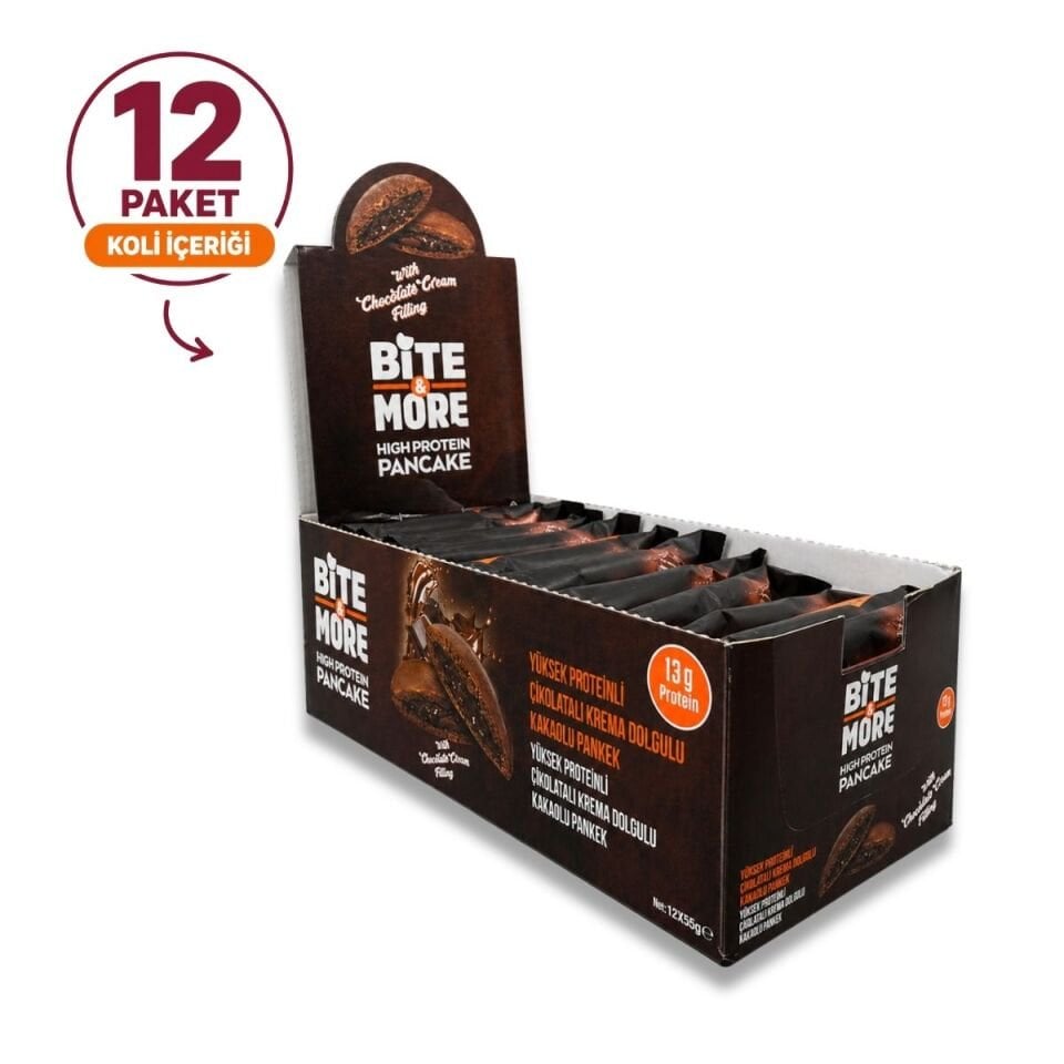 Çift Çikolatalı Kakaolu Protein Pankek (55g x12 Adet)