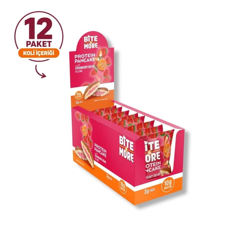 Çilekli Protein Pankek (50g x12 Adet)