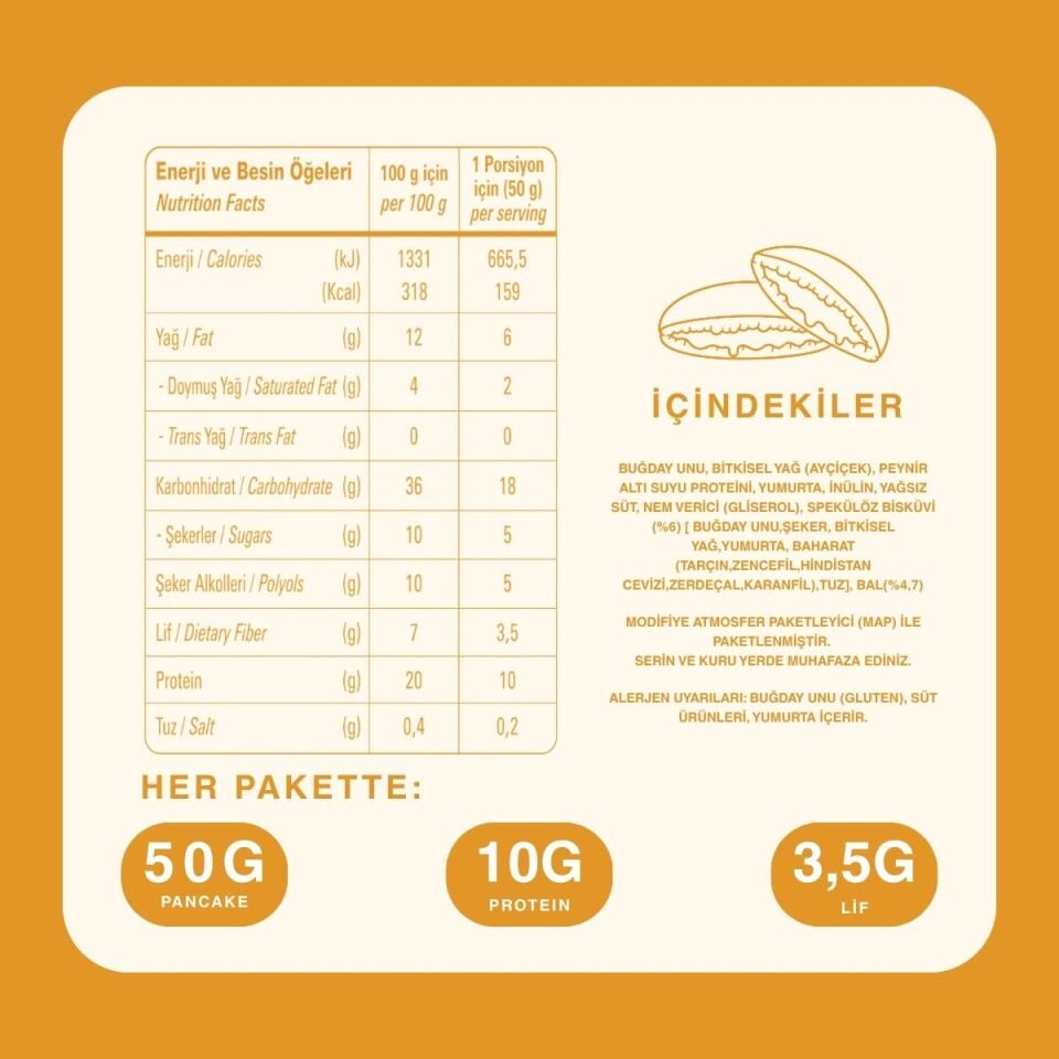 Speculoos Kakaolu Protein Pankek (50g x 12 Adet)