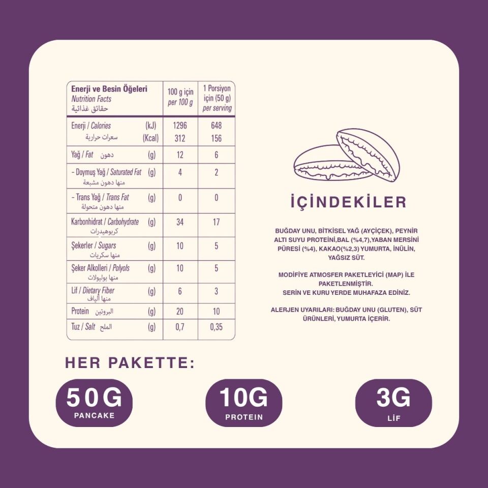 Yaban Mersinli Kakaolu Protein Pankek (50g)