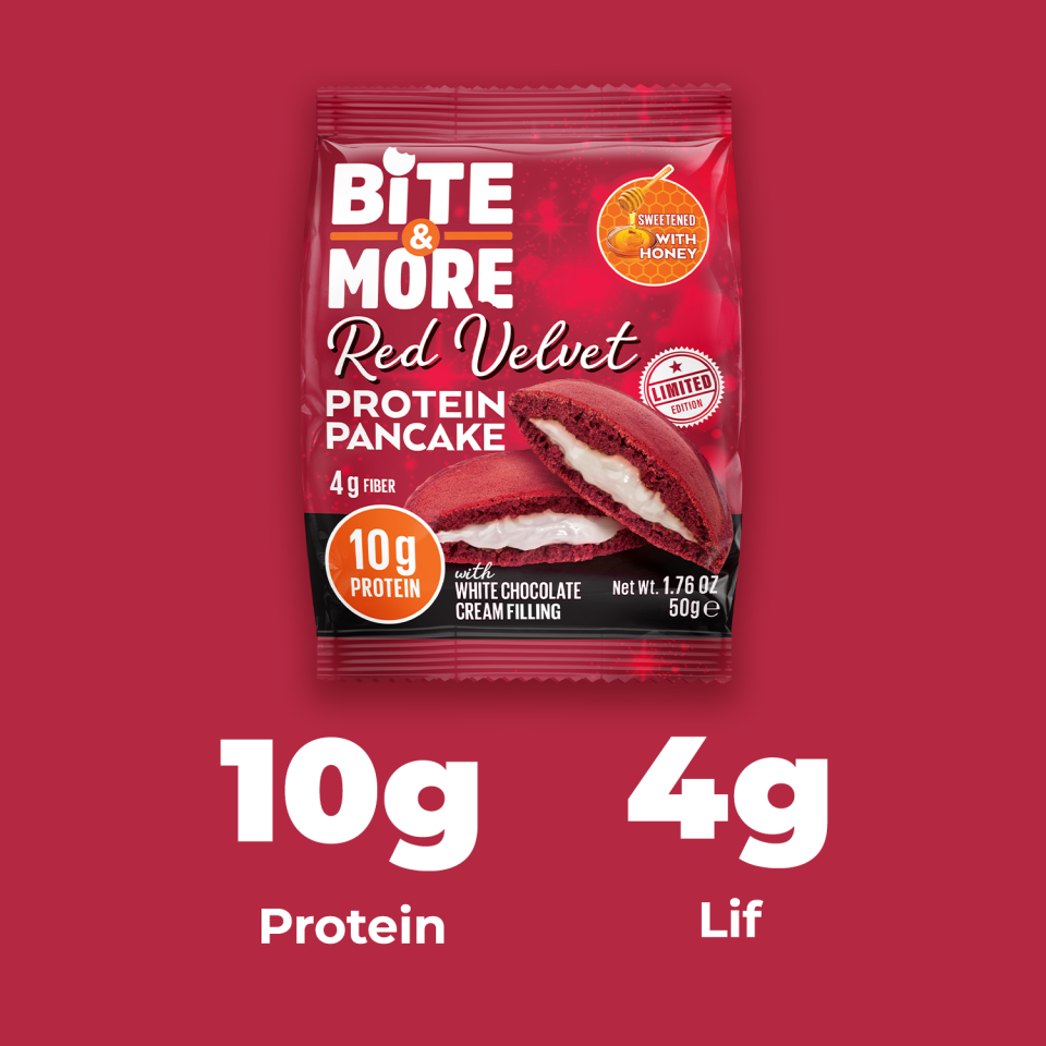 Red Velvet Beyaz Çikolatalı Protein Pankek (50g)