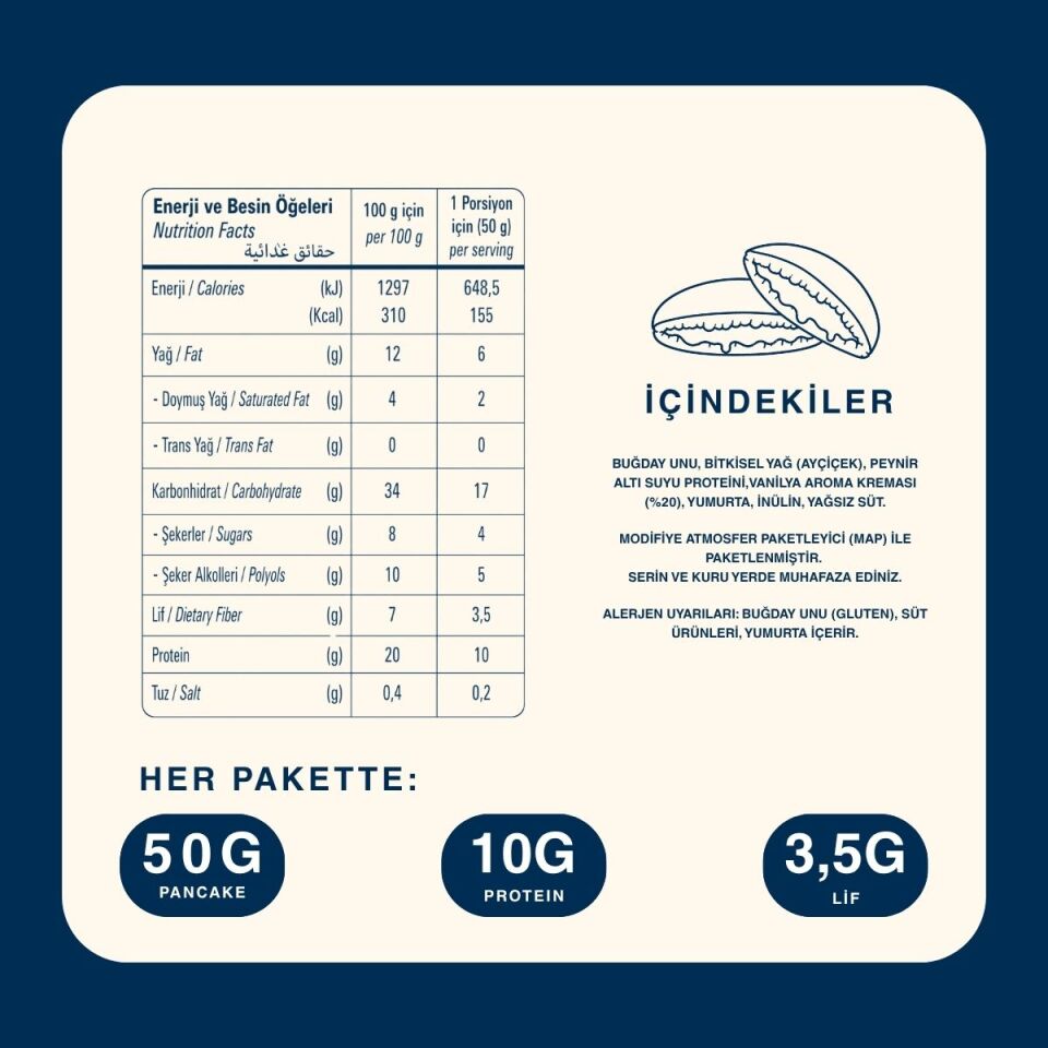 Kurabiye Kremalı Kakaolu Protein Pankek (50g)