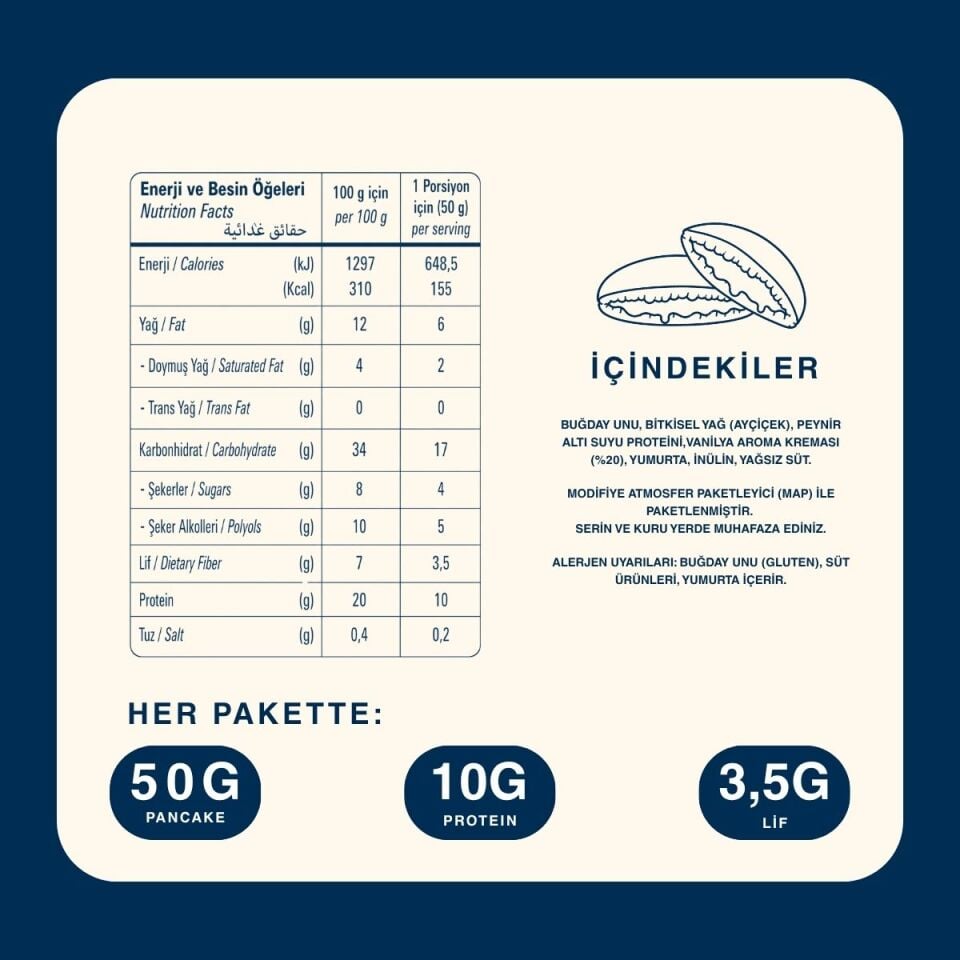 Kurabiye Kremalı Kakaolu Protein Pankek (50g)