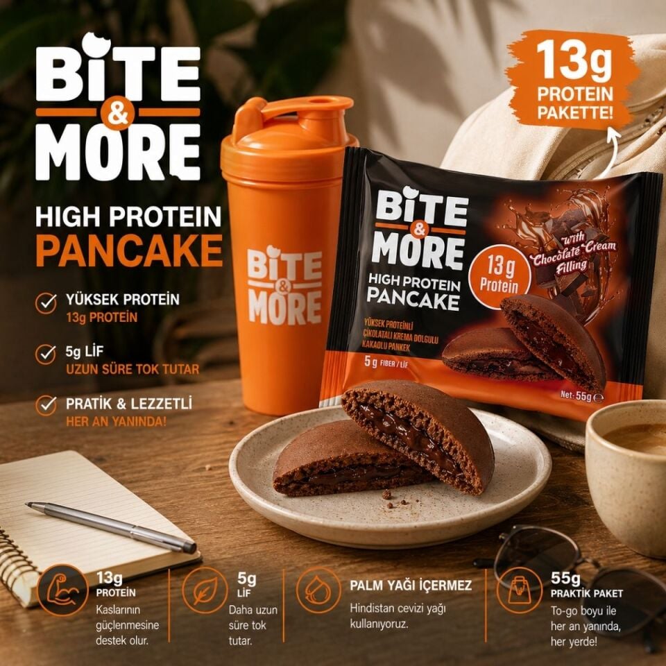 Çift Çikolatalı Kakaolu Protein Pankek (55g)
