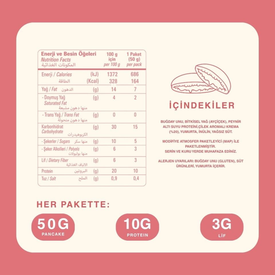Çilekli Protein Pankek (50g)