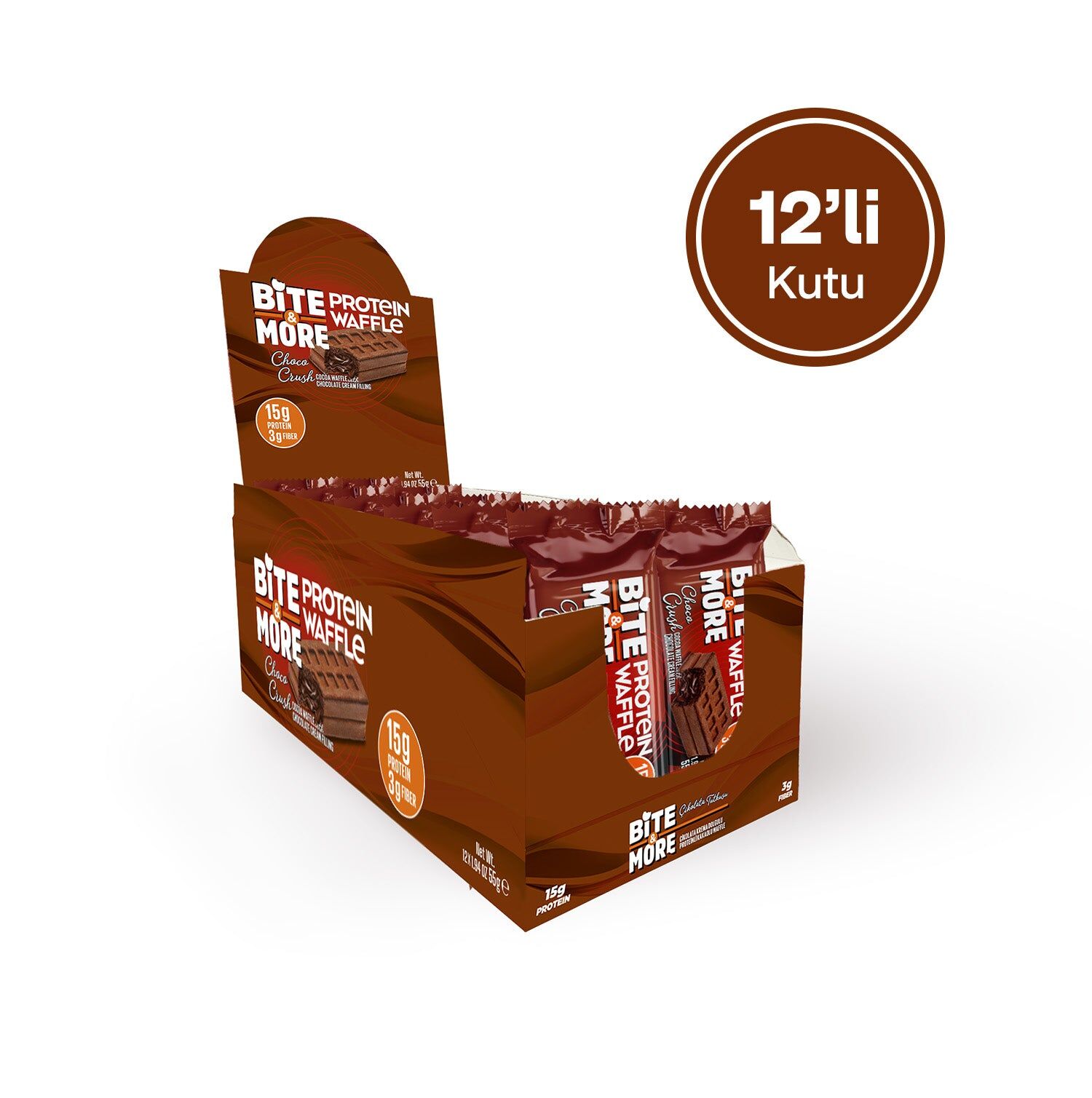 Kakaolu Çikolata Kremalı Protein Waffle (55g x 12 Adet)