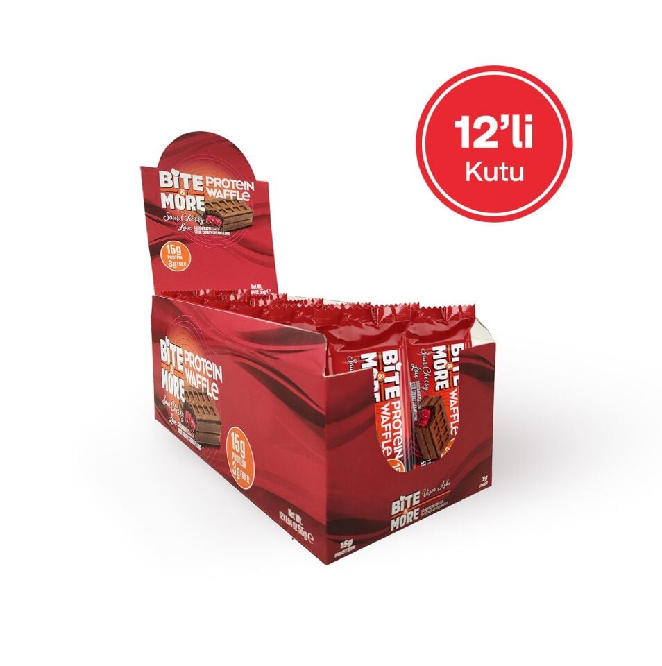 Vişne Kremalı Kakaolu Protein Waffle (55g x 12 Adet)