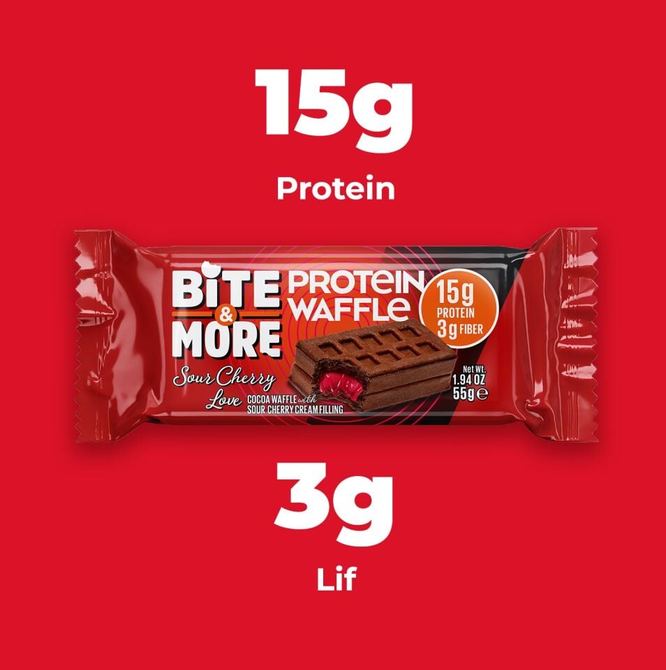 Vişne Kremalı Kakaolu Protein Waffle (55g x 12 Adet)