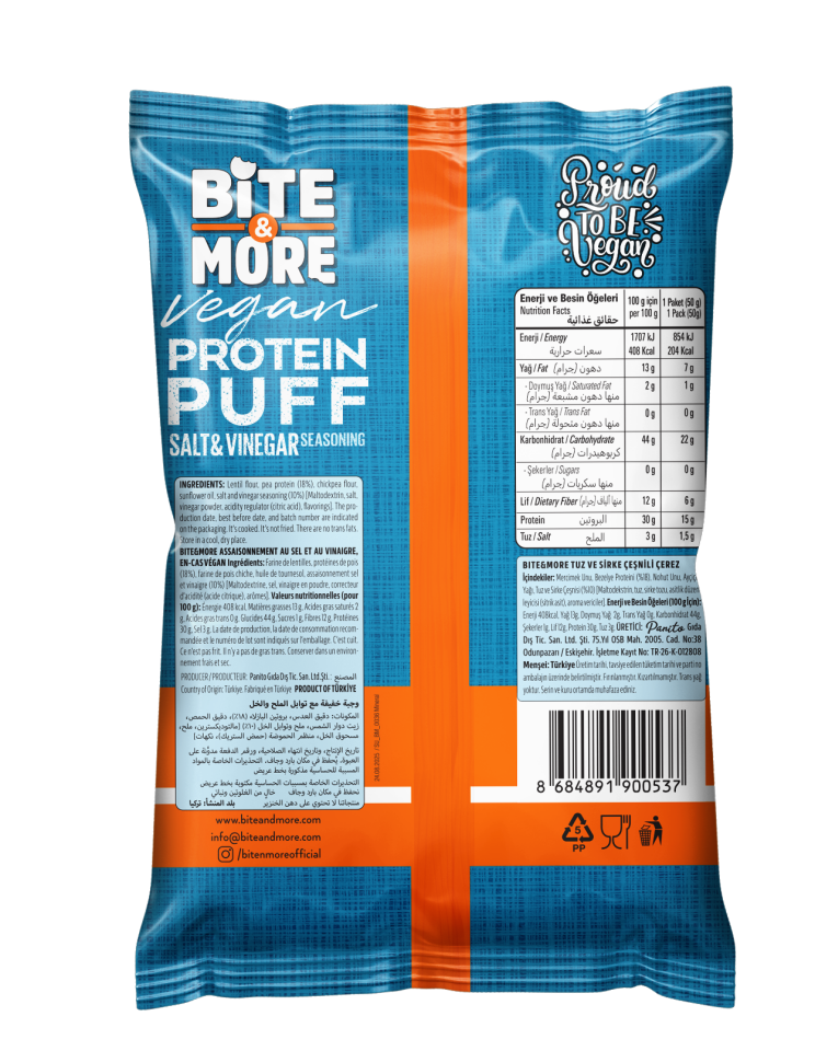 Tuz ve Sirkeli Vegan Protein Puff (50g)