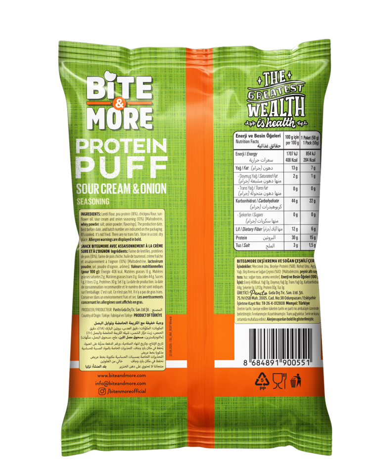 Ekşi Krema & Soğanlı Vegan Protein Puff (50g)