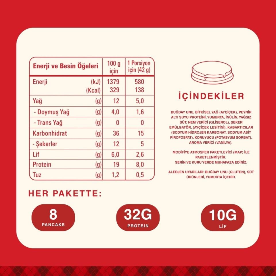 Bite & More Kahvaltılık Protein Pankek 168g (8 Adet)