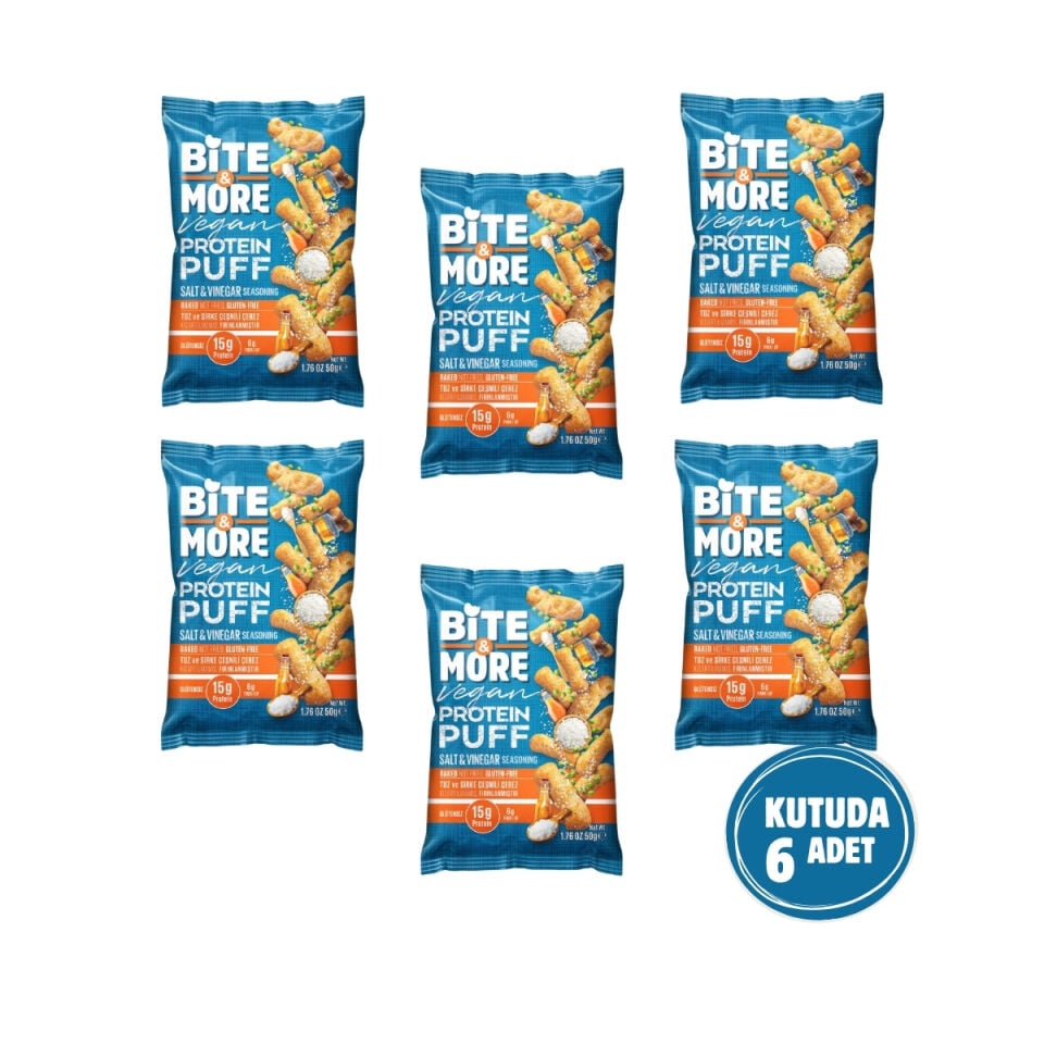 Tuz ve Sirkeli Vegan Protein Puff (50g x 6 Adet)