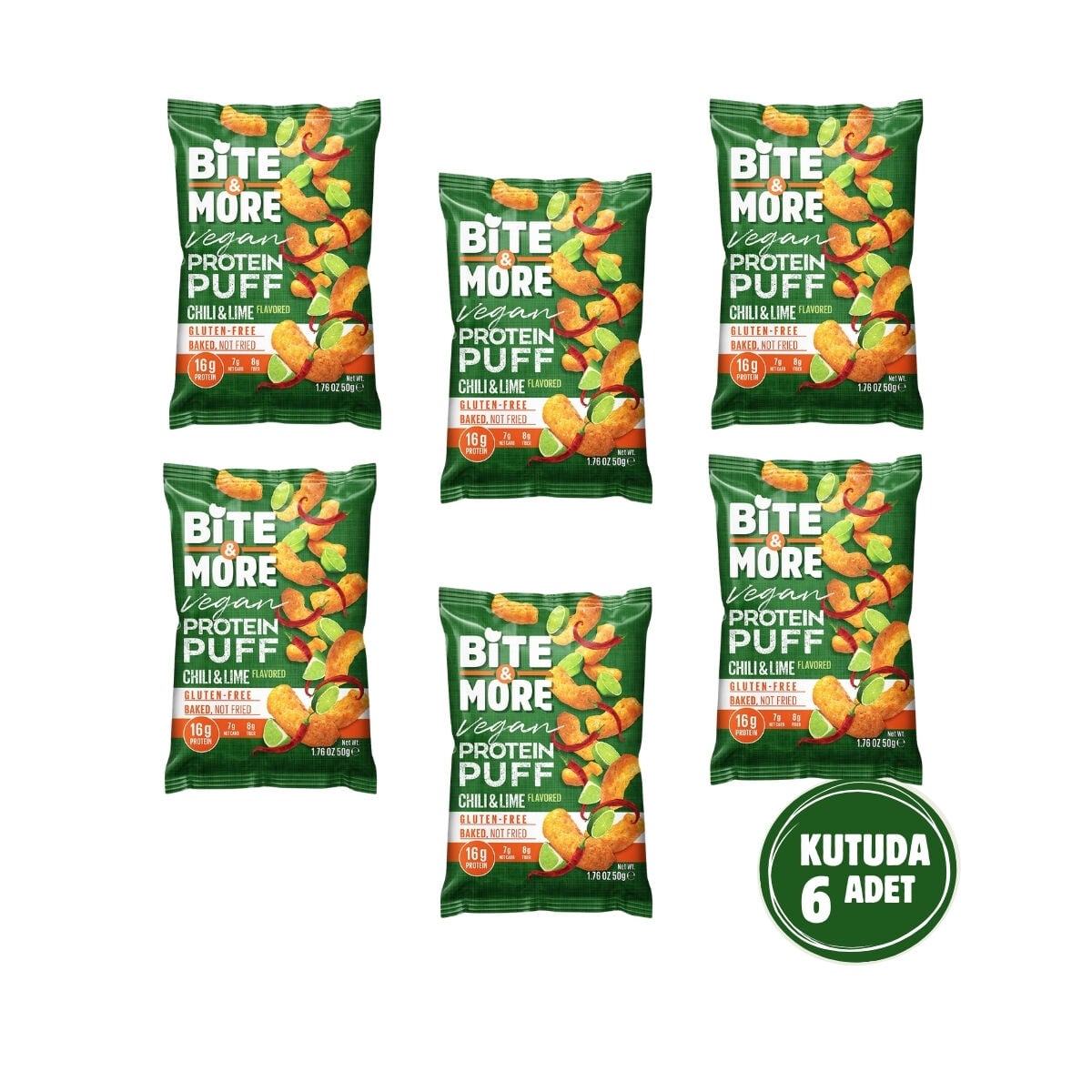 Acı Biber ve Limonlu Vegan Protein Puff (50g x 6 Adet)