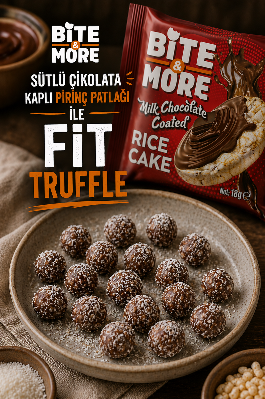 Sütlü Çikolata Kaplı Pirinç Patlağı ile Fit Truffle